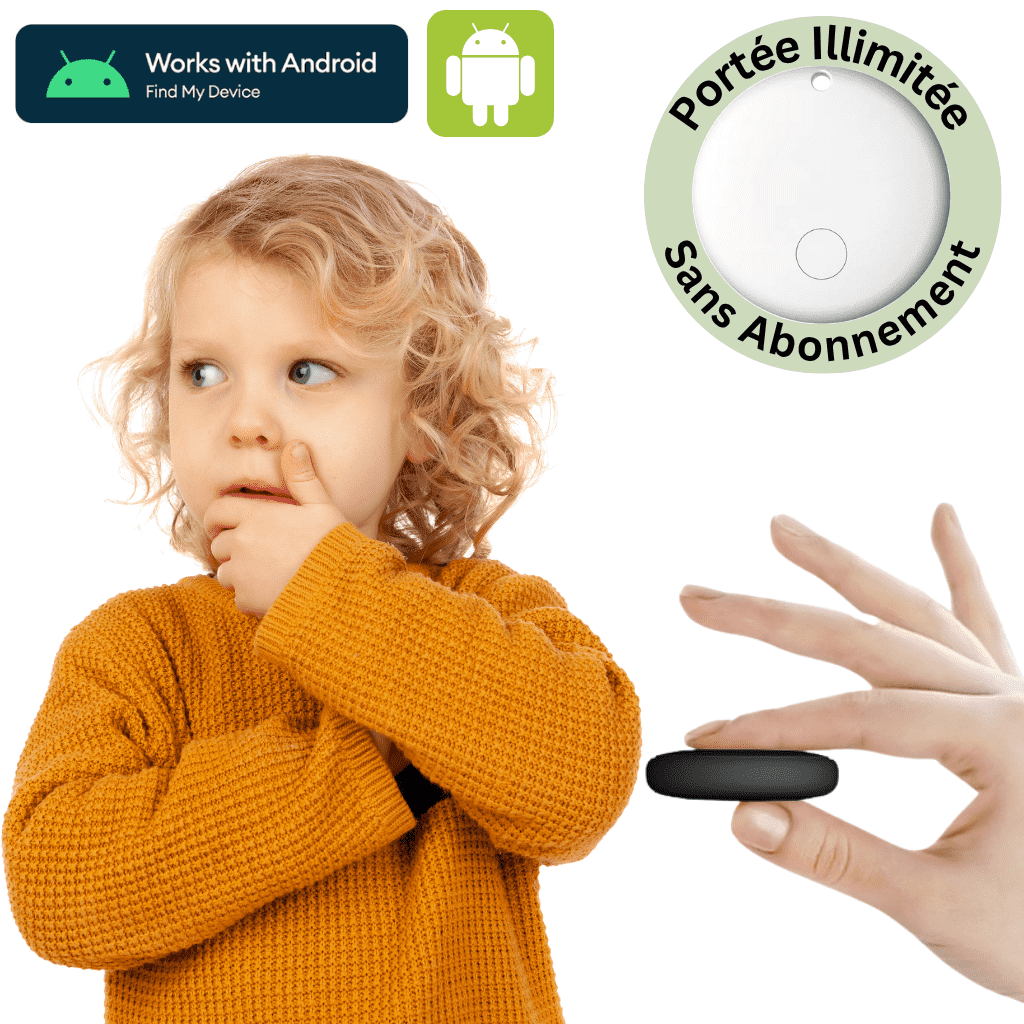 GPS Tracker Child No Subscription & No SIM Card Required, Compatible Android & iOS