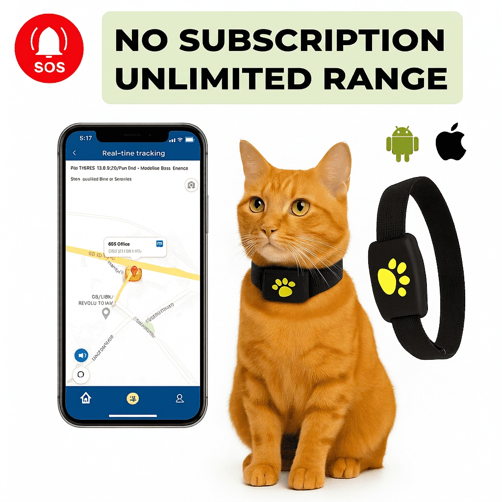 GPS Collar for Cats No Subscription Instant Tracking High Accuracy